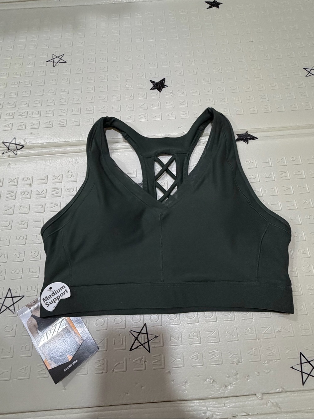 Avia Dark Green Crisscross Back Sports Bra